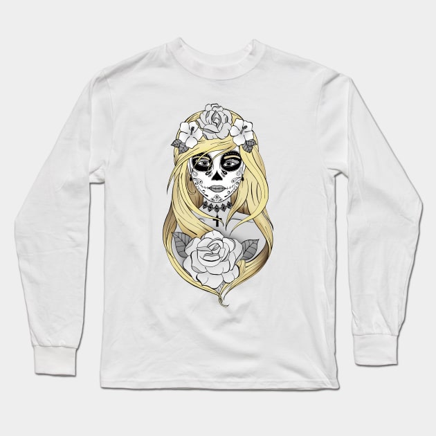 Art et Be - Santa Muerte Blond Long Sleeve T-Shirt by Art_et_Be